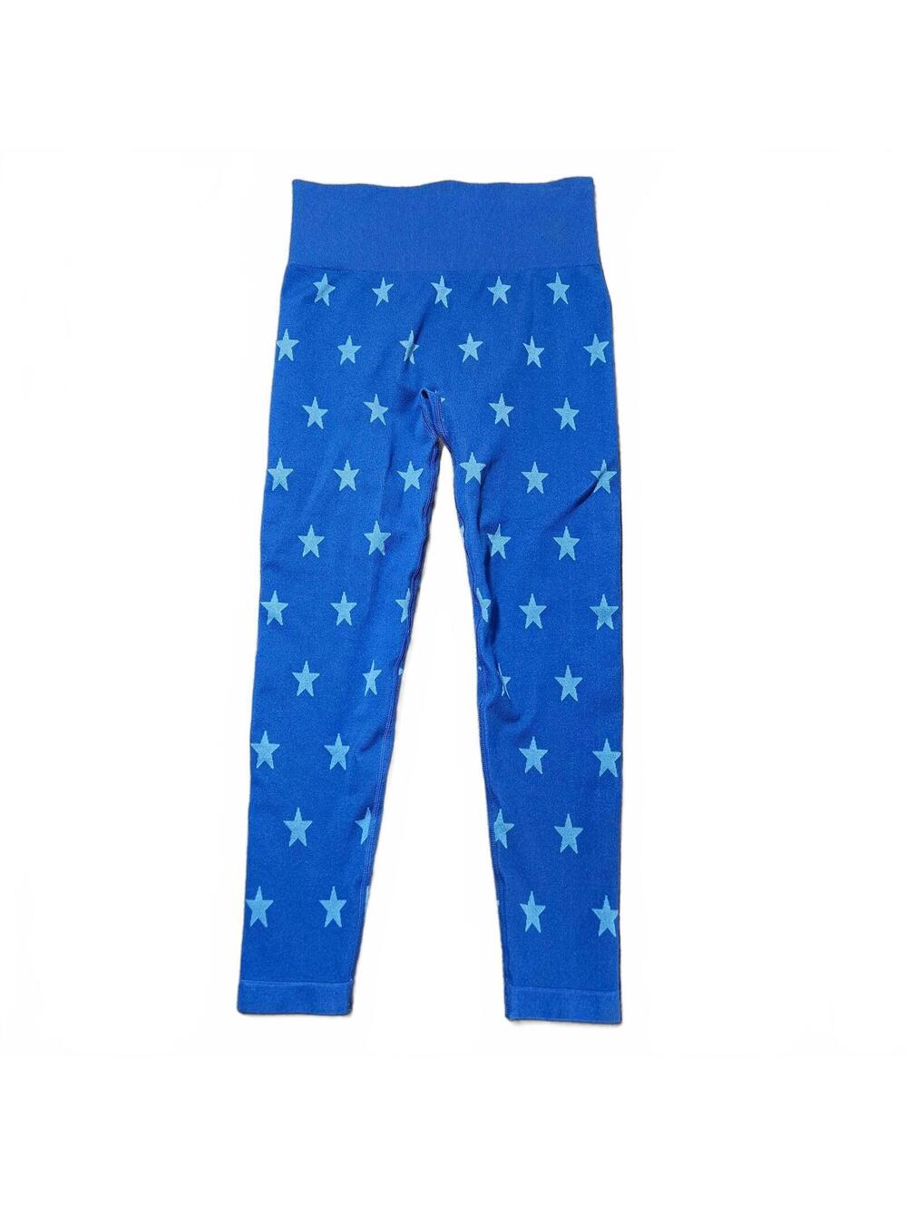 Wonder Woman Women's Blue Star Print Leggings Size Medium Comfortable Stretch